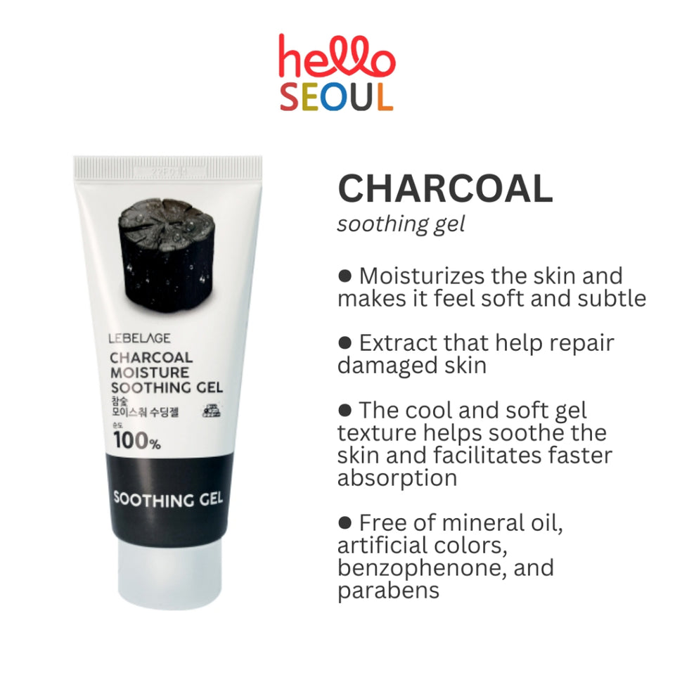 LEBELAGE Charcoal/Cica Moisture Soothing Gel 100% Purity 100ml (2 Options)