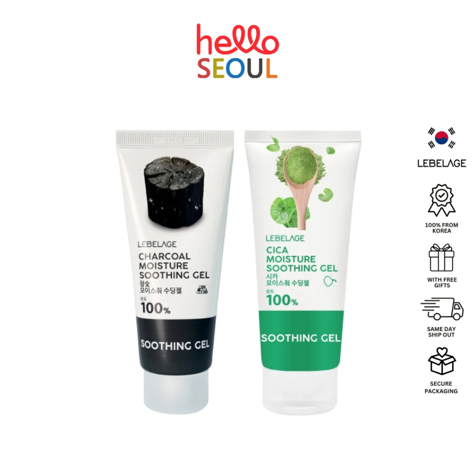 LEBELAGE Charcoal/Cica Moisture Soothing Gel 100% Purity 100ml (2 Options)