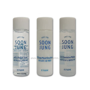 Etude_House Soon Jung pH5.5 Relief Toner/5.5 Cleansing Water/10-Free Moist Emulsion mini Sample