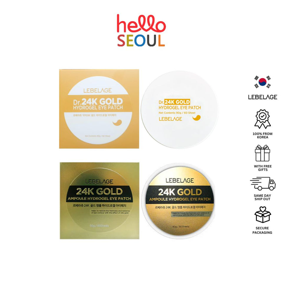 LEBELAGE Dr. 24k Gold Hydrogel & 24k Gold Ampoule Hydrogel Eye Patch 60 sheet/90g (2 Options)
