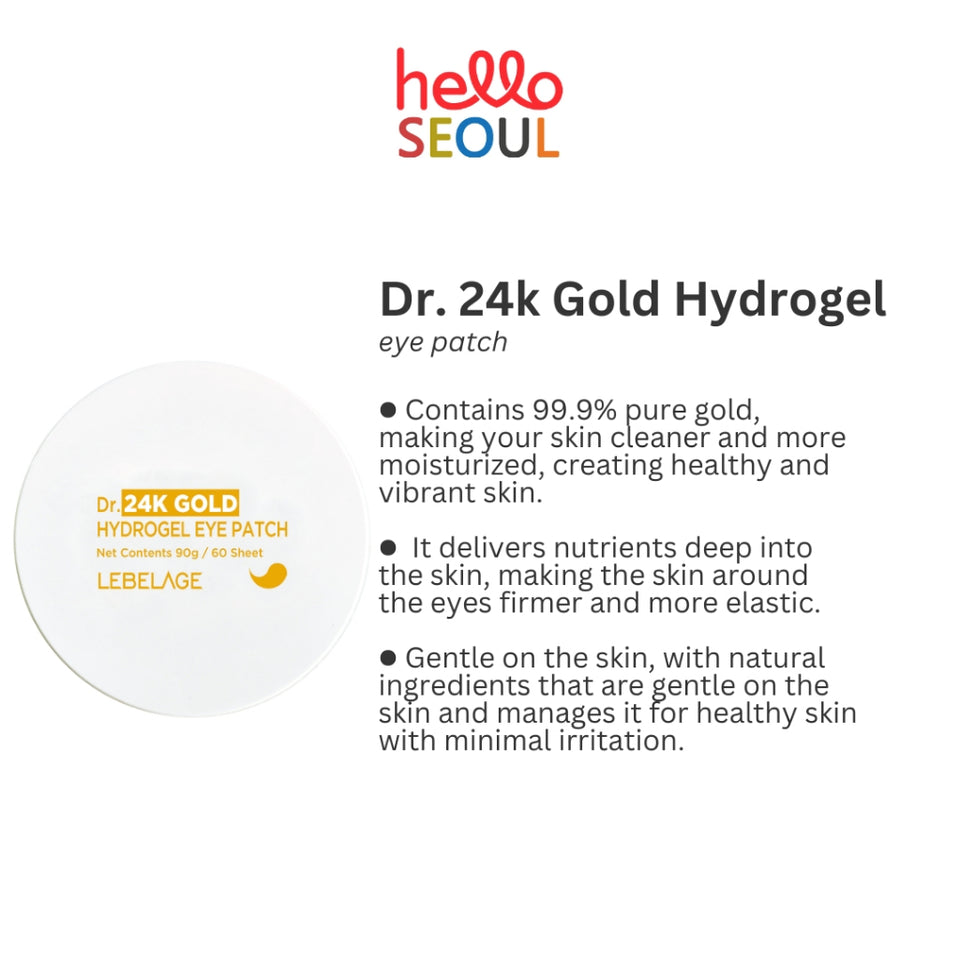 LEBELAGE Dr. 24k Gold Hydrogel & 24k Gold Ampoule Hydrogel Eye Patch 60 sheet/90g (2 Options)