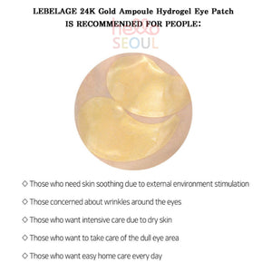 LEBELAGE Dr. 24k Gold Hydrogel & 24k Gold Ampoule Hydrogel Eye Patch 60 sheet/90g (2 Options)