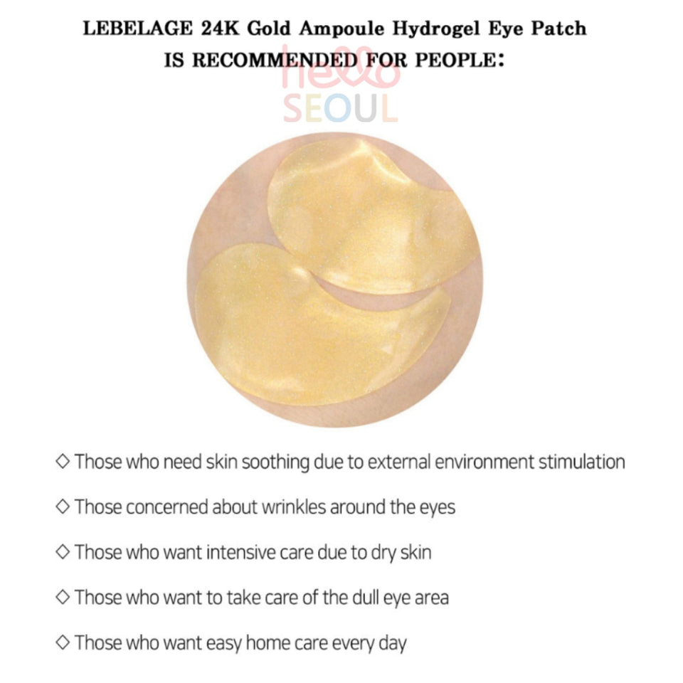 LEBELAGE Dr. 24k Gold Hydrogel & 24k Gold Ampoule Hydrogel Eye Patch 60 sheet/90g (2 Options)
