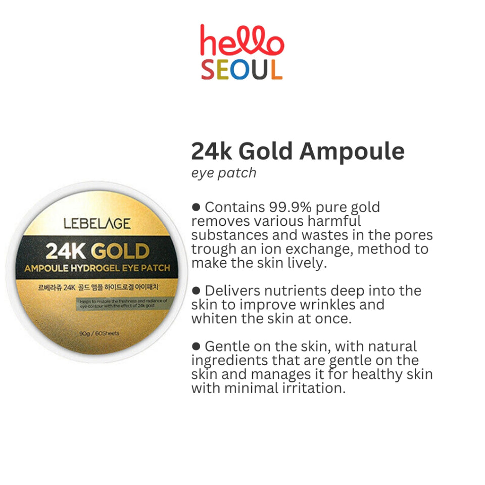 LEBELAGE Dr. 24k Gold Hydrogel & 24k Gold Ampoule Hydrogel Eye Patch 60 sheet/90g (2 Options)